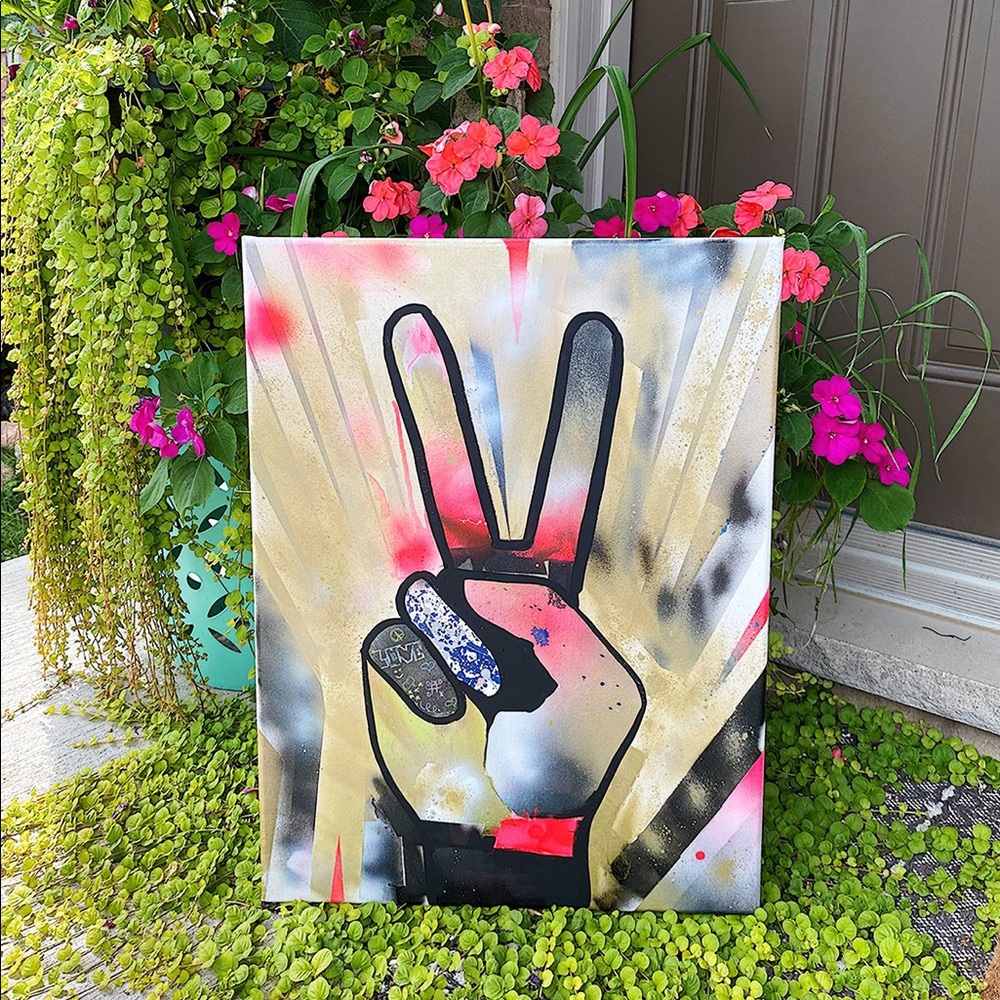 Peace Sign Painting Mixed Media
